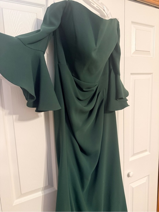 Jovani Dresses & Skirts - Jovani Dark Green Off-Shoulder Ruffle Sleeve Evening Gown
